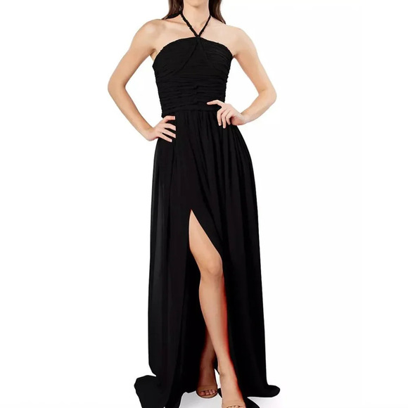 NEW Dress The Population Aura Chiffon Halter Maxi Dress Size Small - Picture 1 of 5